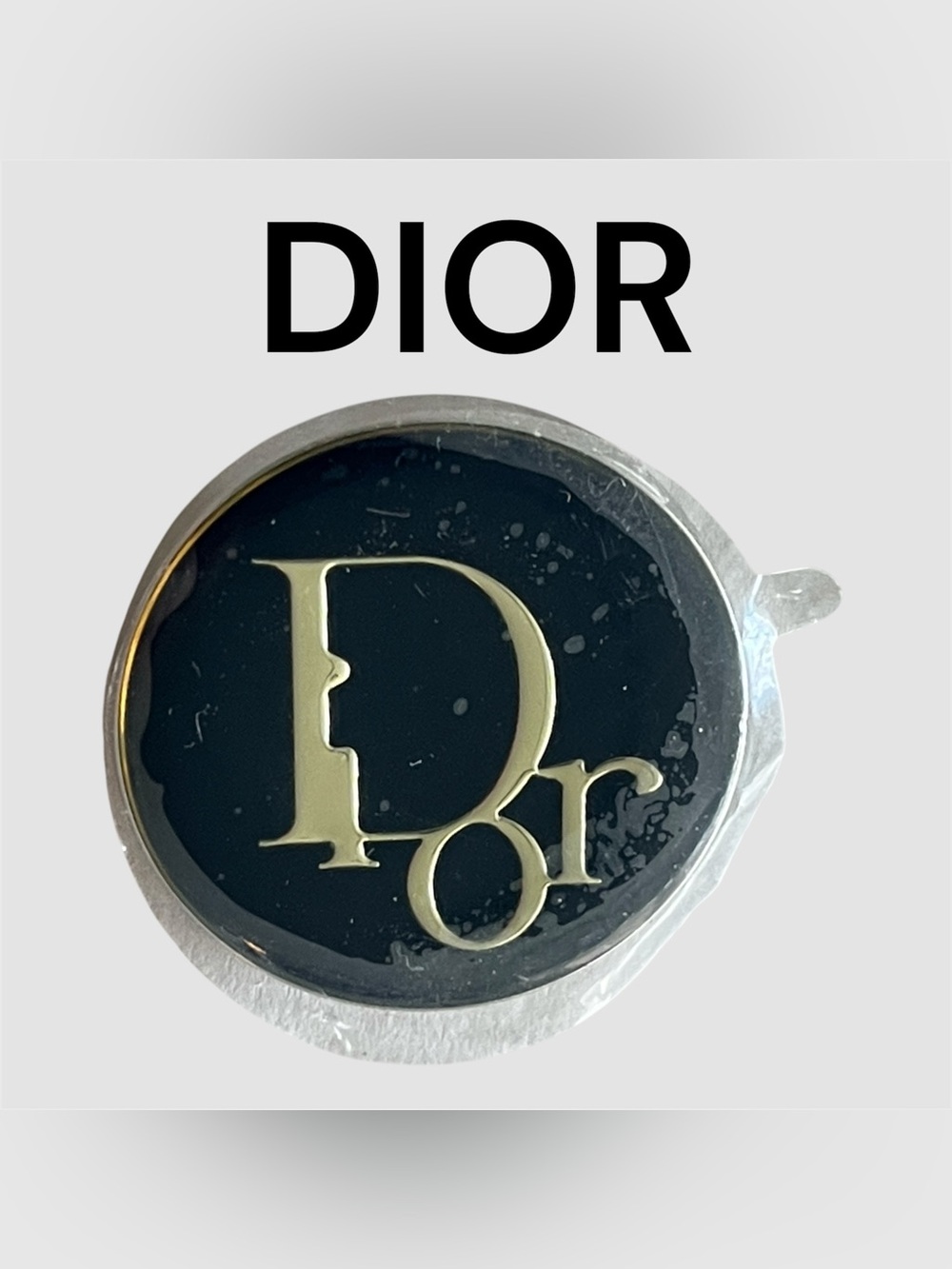 DIOR LETTER BLACK GOLD SILVER TONE METAL PIN BROCHURE